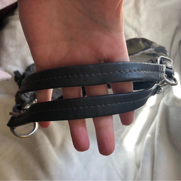 COACH Maggie Mia Inlaid “C” Leather/Suede/Fabric Patchwork Hobo Shoulder Bag - Picture 8 of 16